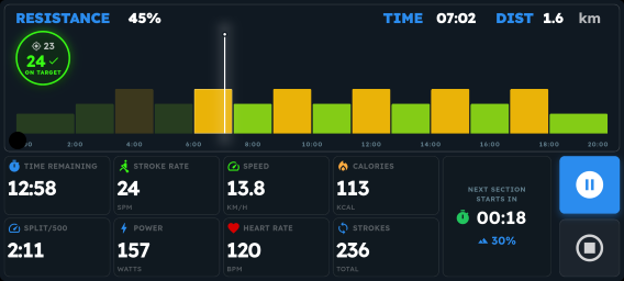 Active workout screen