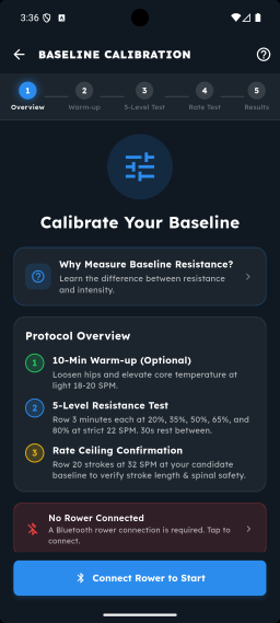 Baseline calibration screen