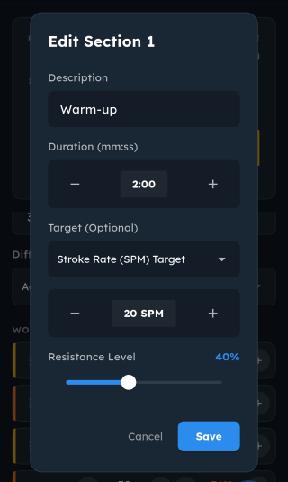 Edit Section dialog