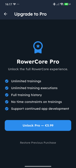 Paywall upgrade screen