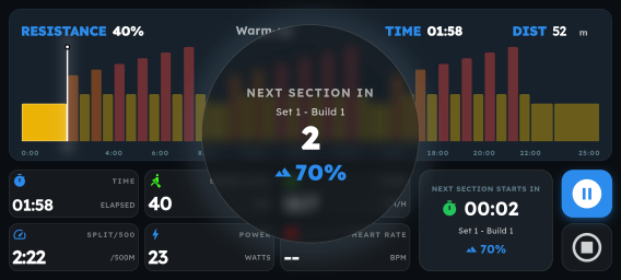 Section transition popup