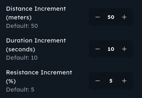 Training Builder increment settings
