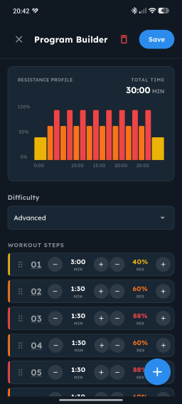 Training Builder screen
