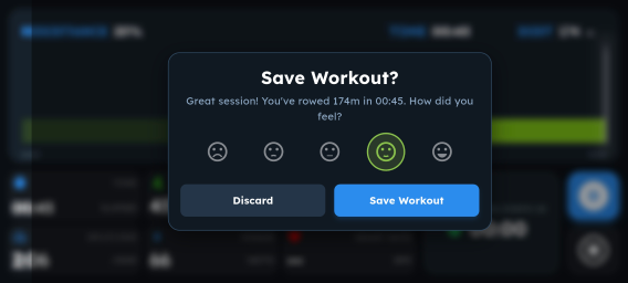 Workout Completion dialog
